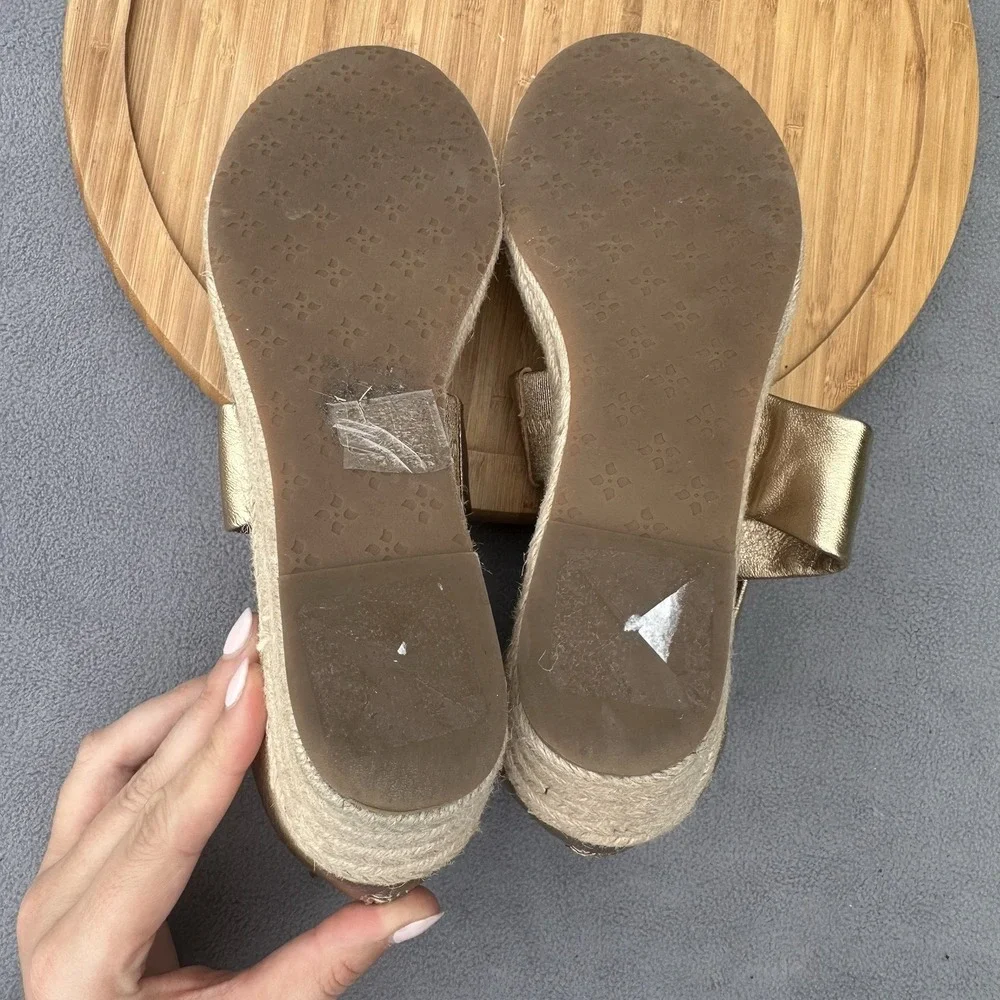 Patricia Nash Rubia Espadrille Wedge Sandals Women Size US 11 EU 41 Gold Leather